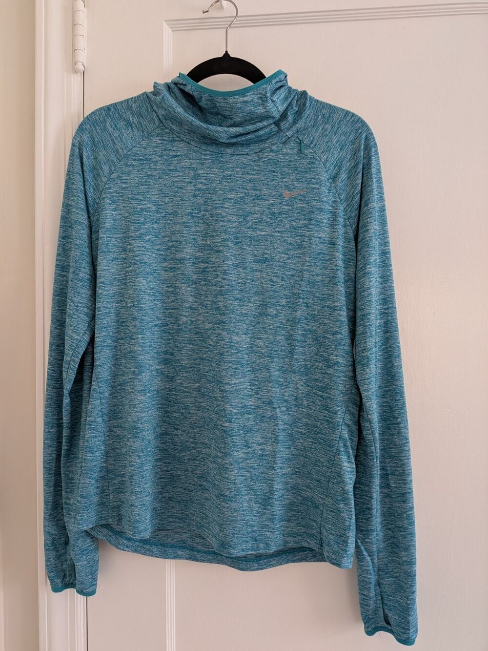 Nike Dri-Fit Women's Blue Hooded Running Long Sleeve Top Shirt M